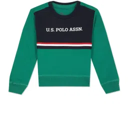 U.S. Polo Assn. Kids Green Color Block Full Sleeves Sweatshirt image 1