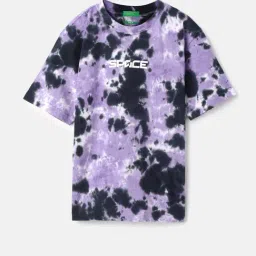 United Colors of Benetton Girls Purple & Black Cotton Printed Tshirt-picture-26