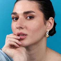 MINUTIAE Silver-Plated Stones studded & Pearls Beaded Spherical Drop Earrings image 4