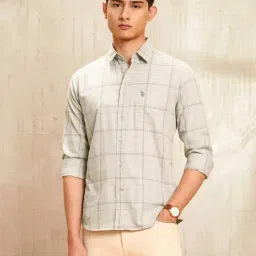 U.S. Polo Assn. Denim Co. Brown Cotton Regular Fit Checks Shirt image 4