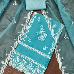 MANVAA Embellished Organza Unstitched Dress Material-picture-17