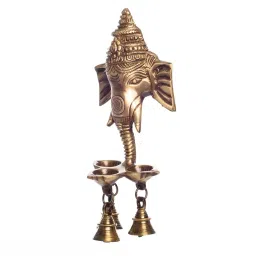 eCraftIndia Ganesha Deepak with Bell Brass Wall Hanging and Artifact image 5