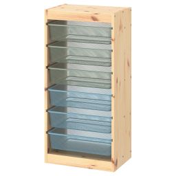 ikea trofast Storage combination with boxes, light white stained pine green-grey/grey-blue, 44x30x91 cm-picture-18