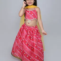 MANY FROCKS & Girls Printed Ready to Wear Lehenga Blouse With Dupatta image 5