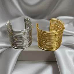 Anouk Women 2 American Diamond Gold-Plated Cuff Bracelet-image-30