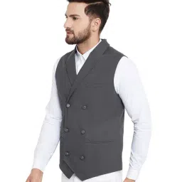 Hypernation Dark Grey Sleeveless Slim Fit Waistcoat image 3