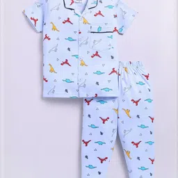 GEMINI Boys Printed Lapel Collar Pure Cotton Night Suit-picture-25