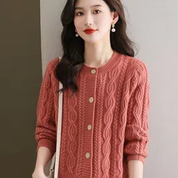 StyleCast Women Self Design Round Neck Cardigan-picture-36