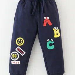 Kookie Kids Full Length Terry Lounge Pant Text Print - Navy Blue-picture-18