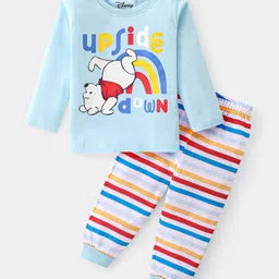 Babyhug Disney Cotton Knit Single Jersey Full Sleeve Night Suit With Winnie The Pooh Graphics - Blue-picture-23
