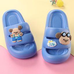 Oh! Pair Slip On Clogs with Bear Applique - Blue-picture-19