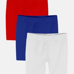 Kiddopanti Pack Of 3 Cycling Solid Shorts - Red Royal Blue & White-picture-23