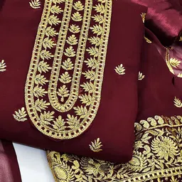 SAINOOR Embroidered Silk Georgette Unstitched Dress Material-picture-41