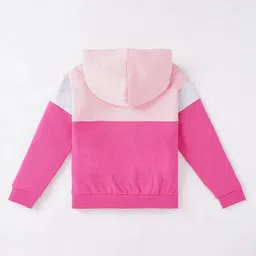 Ed-a-Mamma Sustainable Cotton Full Sleeves Hoodie Colour Block - Light Pink image 2