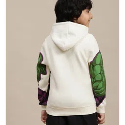 Kidsville Marvel Featuring Full Sleeves Avengers Printed Hoodie - Off White image 3