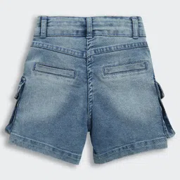 Barbie by Tiny Girl Mild Washed Pocket Detailed Denim Shorts - Light Blue image 3