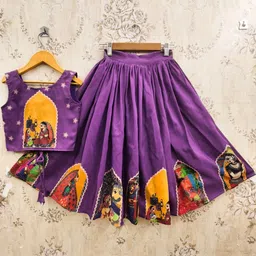 JOVK DESIGN Girls Printed Ready to Wear Lehenga &-picture-23