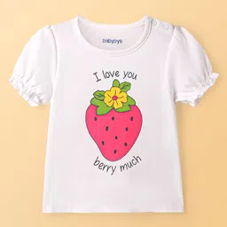 Babyoye Eco Conscious 100% Cotton Interlock Knit with Eco Jiva Finish Half Sleeves T-Shirt with Dungaree with Floral Print - White &Light Green image 3