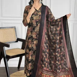 DIVASTRI Abstract Printed Straight Kurta With Trousers & Dupatta-picture-19