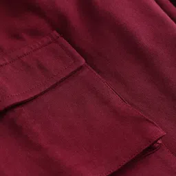 arias by lara dutta Arias 100% Cotton Knit Full Length Text Printed Jogger With Cut & Sew Detailing & Pockets - Maroon image 4