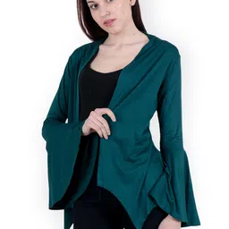 SCORPIUS Teal-Coloured Solid Open Front Shrug-picture-43