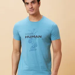 Being Human Blue Regular Fit Printed T-Shirt image 1