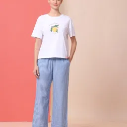 Chemistry Blue Cotton Print Night Suit image 1