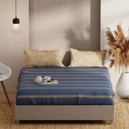 Bianca Bio-soft Feel Blue Fabric 152 TC 135 GSM Double Size Bedsheet With 2 Pillow Covers image 1