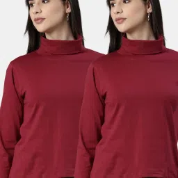 Kryptic Maroon Cotton Regular Fit T-Shirt (Pack Of 2) image 1