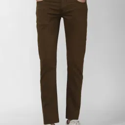 Peter England Jeans Brown Cotton Slim Fit Jeans image 1