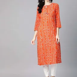 Piroh Orange Bandhani Kurta image 1