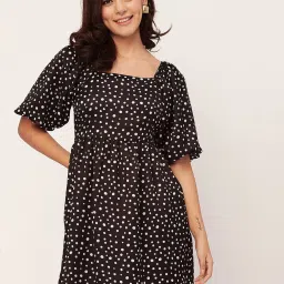 Moomaya Black & White Printed A Line Dress image 1