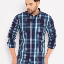 Duke Blue Cotton Slim Fit Checks Shirt-picture-41