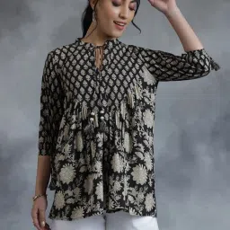Libas Black Printed Kurti image 1