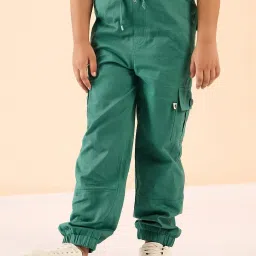 StyloBug Boys Green Cotton Cargo Pants image 1