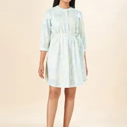 Akkriti by Pantaloons Aqua Blue Printed A-Line Dress image 1