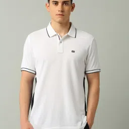 Arrow Sport White Regular Fit Colour Block Polo T-Shirt image 1