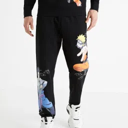 celio celio* Black Naruto Shippuden Printed Track Pants image 1