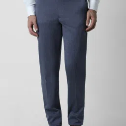 Van Heusen Blue Slim Fit Texture Trousers image 1