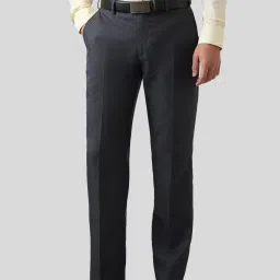 Park Avenue Blue Regular Fit Self Pattern Trousers image 1