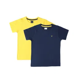 Allen Solly Junior Yellow & Navy Solid T-Shirt (Pack Of 2) image 1