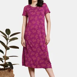 Zivame Purple Printed Night Dress image 1