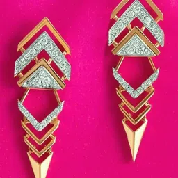 Mia by Tanishq Zigzag Spark Gold & Diamond Drop Earrings for Women image 1
