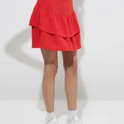 nuon women Nuon by Westside Red Tiered High-Rise Skirt image 1