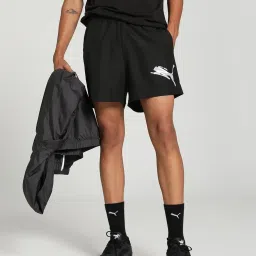 Puma Essentials Black Regular Fit Logo Printed Sports Shorts image 1