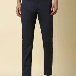 Allen Solly Navy Slim Fit Texture Trousers image 1
