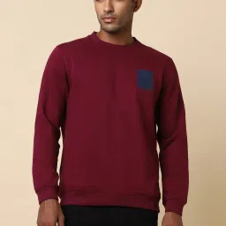 Allen Solly Maroon Cotton Regular Fit Sweatshirt image 1