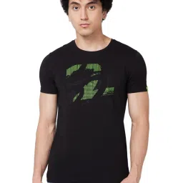 Spykar Black Slim Fit Printed T-Shirt image 1