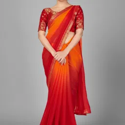 APNISHA Orange & Red Tie & Dye Saree With Unstitched Blouse image 1