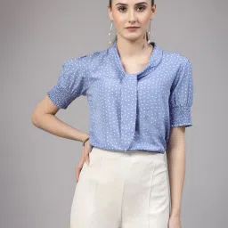 Style Quotient Blue & White Printed Top image 1